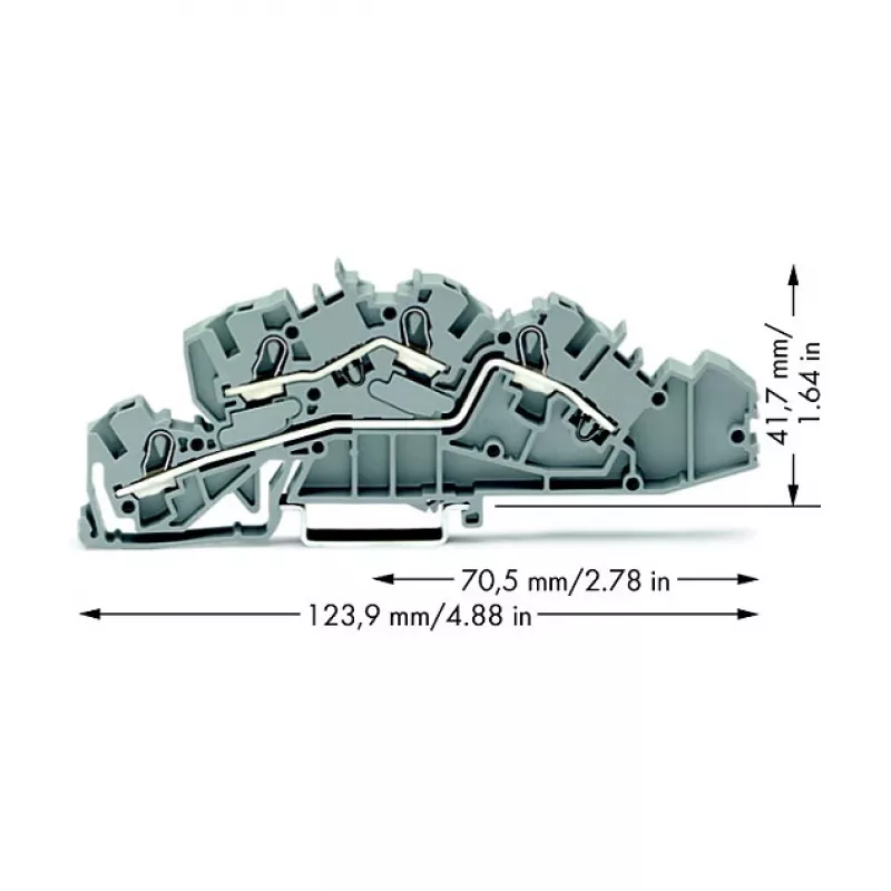 WAGO 2005-7642 Caurplūdes spaiļu bloks, 4 mm², 32 A, 400 V, pelēks, CAGE CLAMP