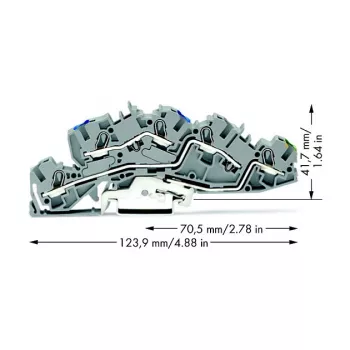 WAGO 2005-7646 Caurlaides spaiļu bloks, 3-vadītāju, 400V, 24A, 2,5mm², pelēks