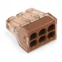 WAGO 773-606 6-dzīslu sadales kārbas savienotājs, Push-wire, 50 gab., Brūns/Caurspīdīgs