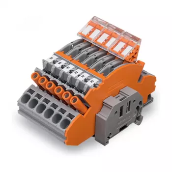 WAGO 2007-8875 Spailu bloks strāvas transformatoriem, 1-polu, pelēks, Push-in CAGE CLAMP, 41 A, 1000 V, DIN-sliedei