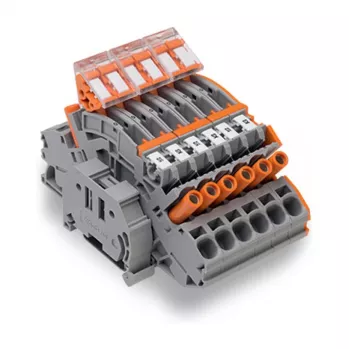 WAGO 2007-8875 Spailu bloks strāvas transformatoriem, 1-polu, pelēks, Push-in CAGE CLAMP, 41 A, 1000 V, DIN-sliedei