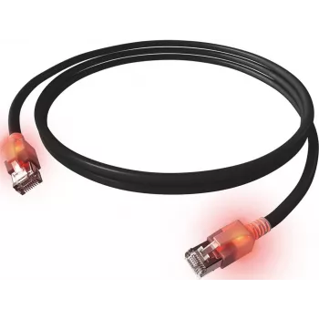 EasyLan DualBoot LED Patch Cable RJ45 S/FTP Cat.6A (Class EA) ar SaCon savienotāju LSOH Melns 7,5 M
