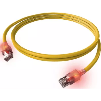 EasyLan DualBoot LED Patch Cable RJ45 S/FTP Cat.6A (Class EA) - with saCon Plug - LSOH - Yellow - 7m