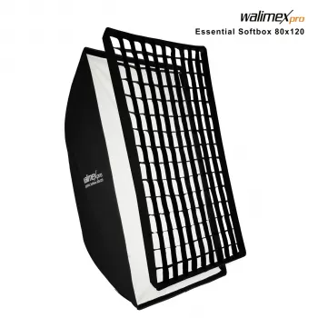 Walimex Pro Softbox Essential 80x120 cm Taisnstūra Softbox ar Bowens stiprinājumu, Sudraba iekšpuse, Difuzori, Pārnēsāšanas soma