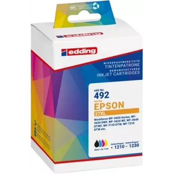 Edding saderīga tintes kasetņu komplekts Epson 27XL (ciāna, fuksīna, dzeltena) - augstas ražības - 3 iepakojums