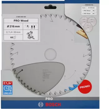 BOSCH POWERTOOLS PRO Wood Circular Saw Blade 216 mm (3 gabalu akcijas komplekts)