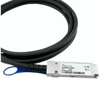 BlueLAN saderīgs Amphenol NDAAFF-0006 QSFP28 tiešā pieslēguma vara kabelis, 100GBASE-CR4, InfiniBand EDR, 30AWG, 2 metri (NDAAFF-0006-BL)