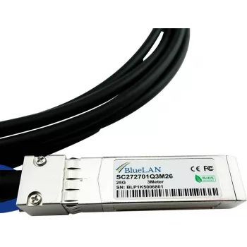 BLUEOPTICS H3C SFP-25G-D-CAB-1M saderīgs BlueLAN 25GBASE-CR pasīvais SFP28 uz SFP28 tiešās pievienošanas kabelis, 1 metrs, AWG30 (SFP-25G-D-CAB-1M-BL)