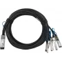 BlueOptics Juniper 740-061003 saderīgs BlueLAN pasīvais 100GBASE-CR4 QSFP28 uz 4x25GBASE-CR SFP28 Direct Attach Breakout kabelis, 3m, AWG26