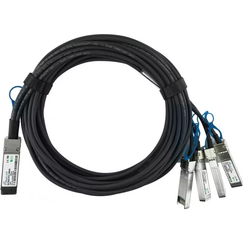 BlueOptics NVIDIA 980-9I48J-00C005 BlueLAN SC282701L5M26 Passive 100GBASE-CR4 QSFP28 to 4x25GBASE-CR SFP28 Direct Attach Breakout Cable, 5 Meter