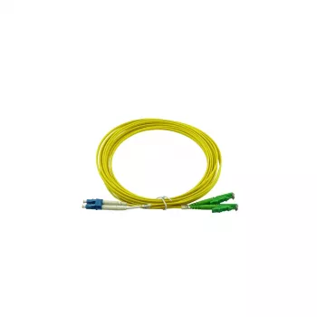 BlueOptics Duplex Fiber Optic Patch Cable, LC/UPC to E2000/APC, Singlemode OS2, 2m, LSZH, Yellow