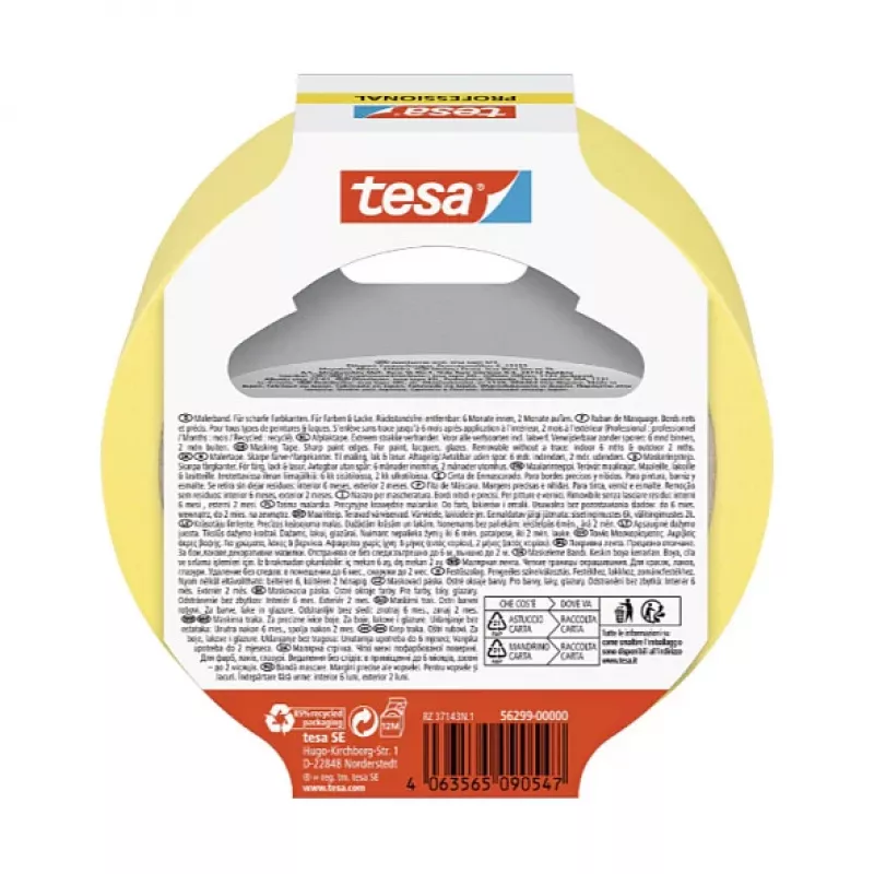 Tesa Professional Painter's Masking Tape Yellow 50 m x 30 mm 1 Roll