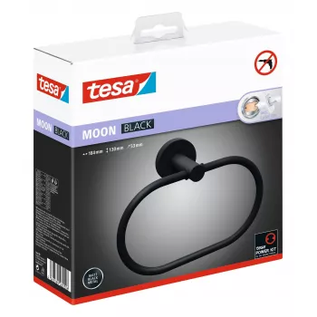 Tesa MOON BLACK dvieļu gredzens līmējams metāls pulverkrāsots matēti melns