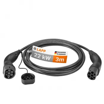 Lapp Mobility Type 2 EV uzlādes kabelis 22 kW 3 m Melns