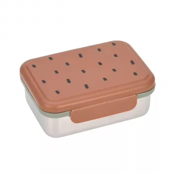 Lassig Happy Prints Caramel bērnu nerūsējošā tērauda pusdienu kastīte, 1 l, ar starpsienu, PP vāks ar silikona gredzenu
