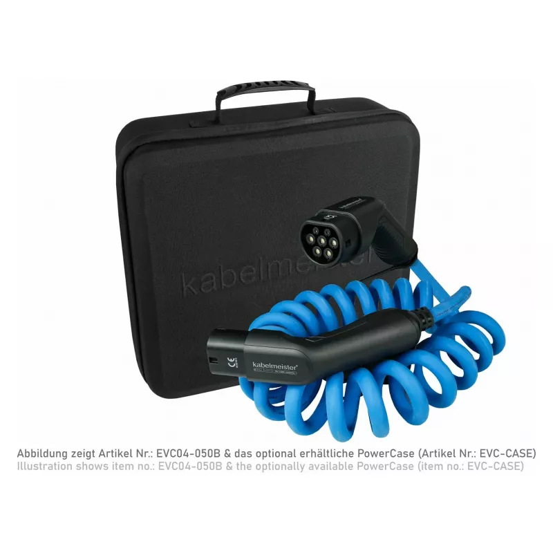 KABELMEISTER Mode 3 Type 2 EV uzlādes kabelis 11 kW 16 A 3 fāzes spirālveida 5 m melns