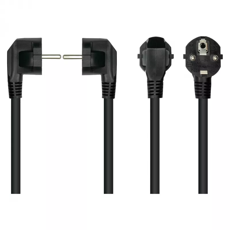 Kabelmeister strāvas kabelis Schuko spraudnis tips E+F (90° leņķī) uz IEC C15 ligzdu (taisns), 1,8 m, melns