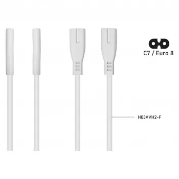Kabelmeister Euro pagarinājuma kabelis C8 uz C7 balts 1,8m