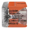 WAGO 221-420 Kompakts savienotājs ar svirām, 10 vadiem, 0,2-4 mm², caurspīdīgs korpuss, oranža svira, 10 iepakojumā