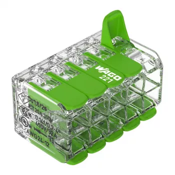WAGO 221-430 COMPACT 2-dzīslu savienotājs, 0,2-4 mm², 15 gab., Green Range