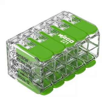 WAGO 221-430 COMPACT 2-dzīslu savienotājs, 0,2-4 mm², 15 gab., Green Range