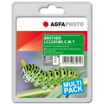AGFAPHOTO APB1220SETD saderīga tintes kasetņu komplekts 4 gab. Melna Dzeltena Ciāna Fuksīna Augstas ražības XL