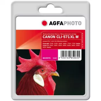AgfaPhoto 11 ml Magenta saderīga tintes kasetne (aizstāj Canon CLI-571MXL)