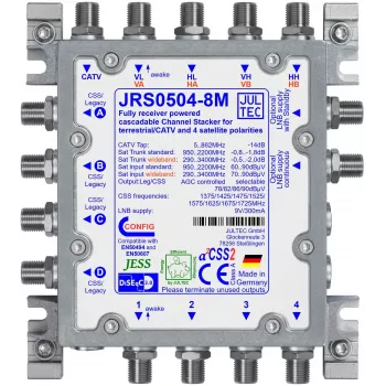 JULTEC JRS0504-8M Unicable II vienkabeļa pārveidotājs 4 SAT ieejas 8 lietotāju joslas