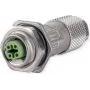 METZ CONNECT M12 ligzda D-kodēta IP67 laukā vadu savienojama ar atloku, sievišķā, 4-pin, A-kodēta