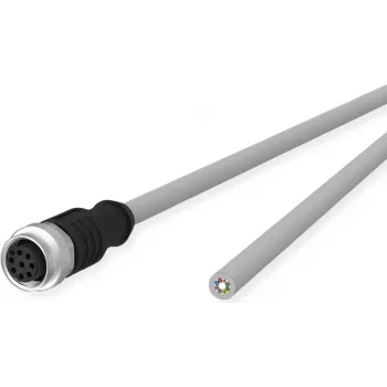 METZ CONNECT Industrial Ethernet Cable - M12 8-pin (R-coded) to Open End - 10 m - Unshielded - Grey (142MKA20100)