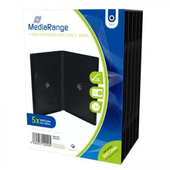 MEDIARANGE Retail Pack DVD Case Double - DVD video kārba - ietilpība: 2 CD/DVD - melna (5 gab. iepakojums)