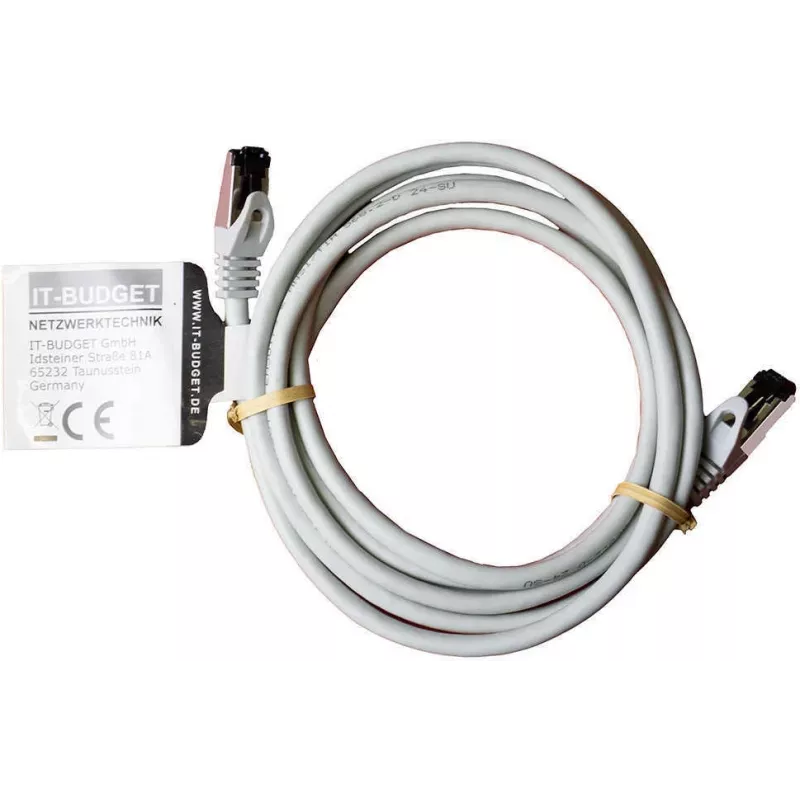 IT-BUDGET Full Copper Premium Patch Cable - Flex AWG 26 - Cat.8.1 - 2000 MHz - Halogen-Free - PoE+ - 40 Gbit - Grey - 3 m (90ITBFLEX81PK3G)