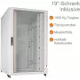 IT-BUDGET 19 collu tīkla skapis SRK - 27U - 800x800 mm - Stikla/Cieta tērauda durvis - Kabeļu kanāli - Plakanpakā - Gaiši pelēks (RAL 7035)