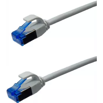 IT-BUDGET Full Copper Premium Patch Cable - Slim AWG 28 - Cat.6A - 500 MHz - Halogen-Free - PoE++ - 10 Gbit - Grey - 1.5 m