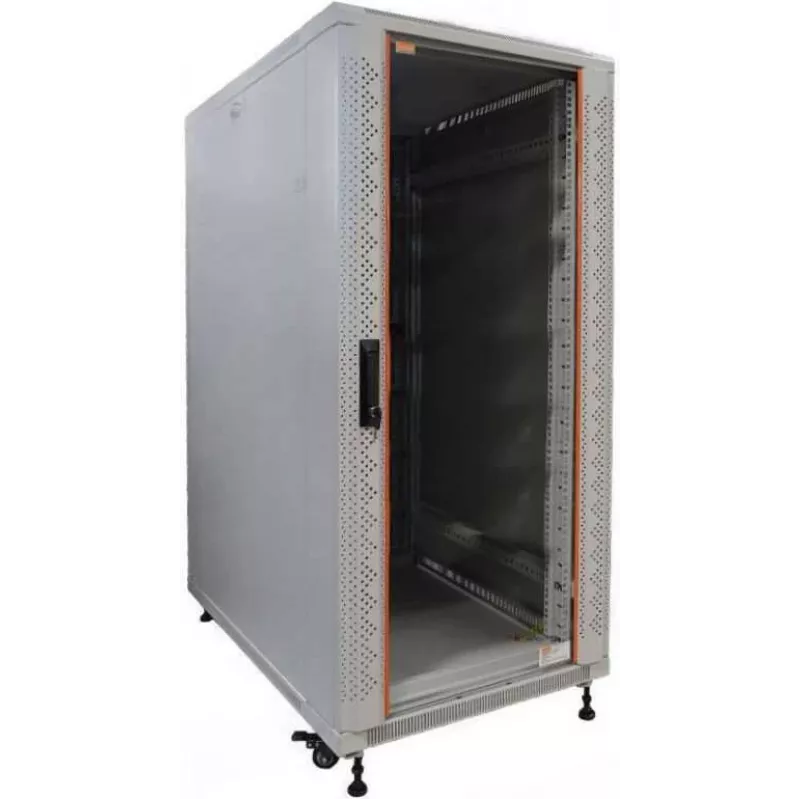 IT-BUDGET 19 collu tīkla skapis SRK - 27U - 600x800 mm - Stikla/cieta tērauda durvis - Flatpack - Gaiši pelēks (RAL 7035)