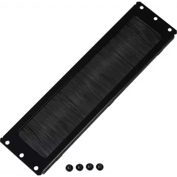 Rockstable Cable Pass-Through Panel with Brush Seal - Cable Management Panel - Black - 276 mm - 73 mm - 10 mm - 180 g (RS19-CEBM)