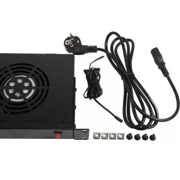Rockstable 1U 19 collu ventilācijas elements - dzesēšanas ventilators - melns - tērauds - 2 ventilatori - 12 cm - 330 m³/h (RS19-FT1U2TM)