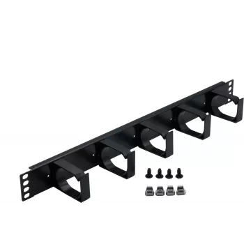 Rockstable 1U 19 inch 5-Port kabeļu pārvaldības panelis - Melns - 483 mm - 74 mm (RS19-03)