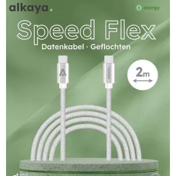 ALKAYA Speed Flex USB-C to USB-C kabelis 2 m Balts (CL-60031)