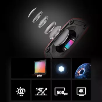 AKEEYO AKY-710S 4K motocikla borta kamera ar diviem kanāliem, GPS, Wi-Fi, IP67 ūdensizturīga - melna