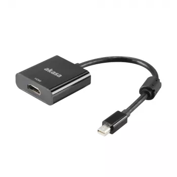 Akasa Mini DisplayPort vīrišķais uz HDMI sievišķo video adapteris - 4K@30Hz, melns