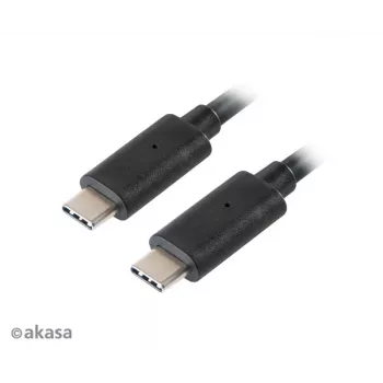 Akasa AK-CBUB26-10BK USB-C uz USB-C kabelis 1m - USB 3.2 Gen 2 - 10Gbps - 100W PD - Melns