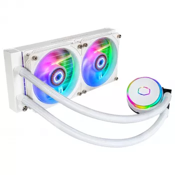 Cooler Master MasterLiquid PL240 FLUX White CPU Liquid Cooler, 240mm Radiator, 2x 120mm Fans, ARGB, LGA1700/AM5