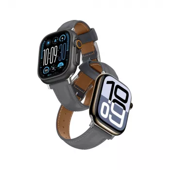 AMAZINGTHING Class Band Ādas Rokas Siksniņa Apple Watch 45/46/49 mm - Pelēka