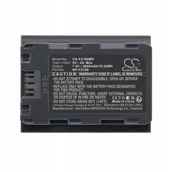 Cameron Sino CS-FZ100MH Replacement Battery for Sony NP-FZ100, 2200mAh, 7,2V, Li-ion, Black
