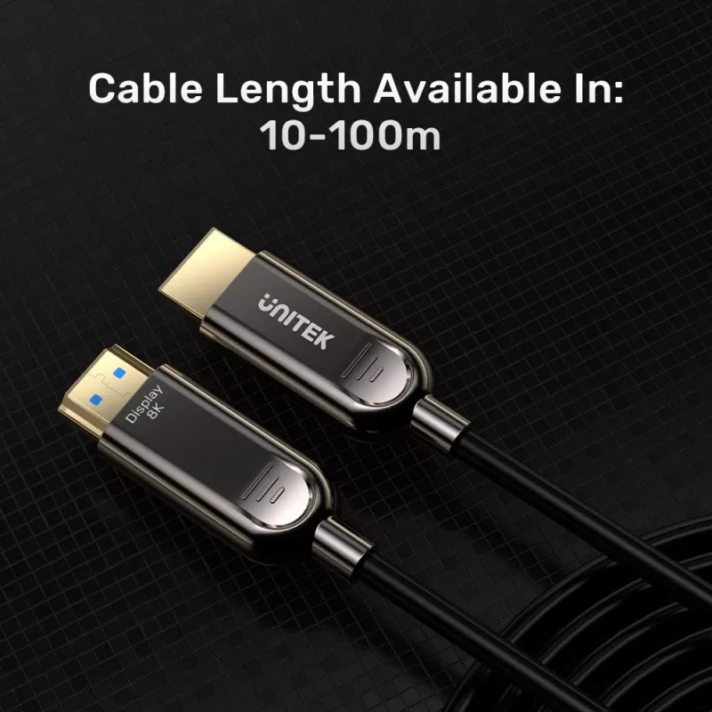 UNITEK Active Optical HDMI 2.1 kabelis 8K 120Hz 70m Melns