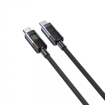 UNITEK USB-C PD 60W 480Mbps kabelis ar displeju 2m pīts melns