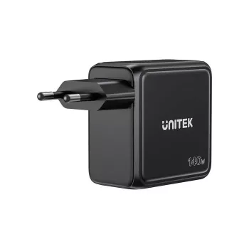 UNITEK GaN lādētājs ar displeju 140W 3xUSB-C 1xUSB-A PD3.0 QC4.0 Melns