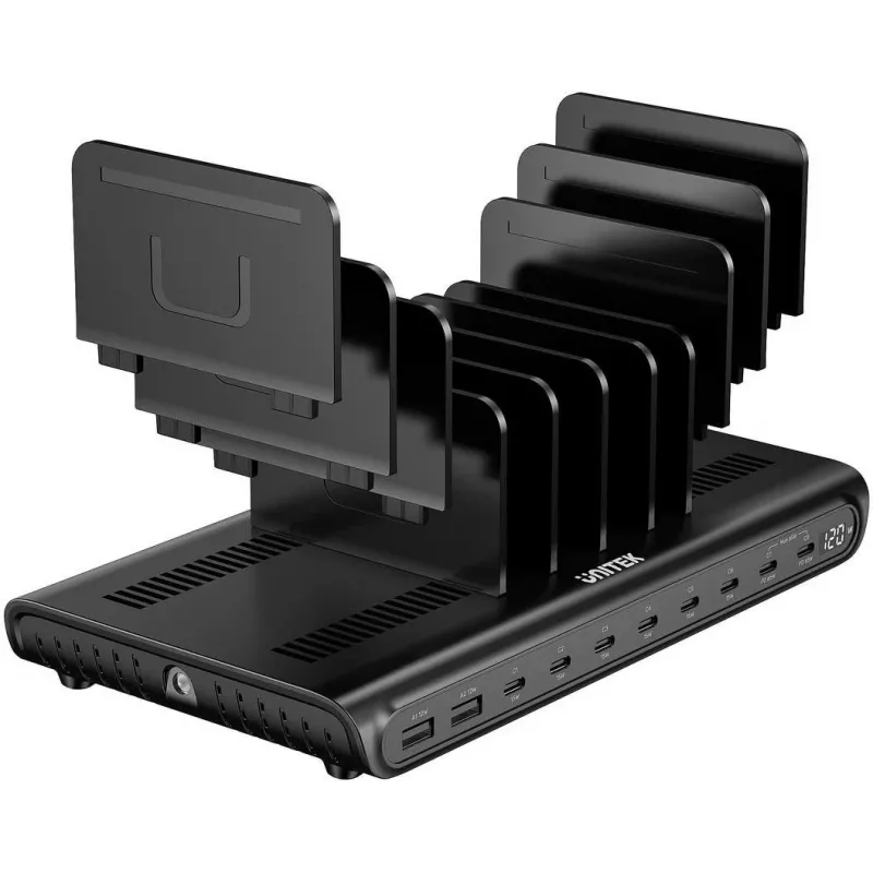 UNITEK 10-Port USB-A/USB-C Intelligent Charging Station 120W PD 3.0 Black