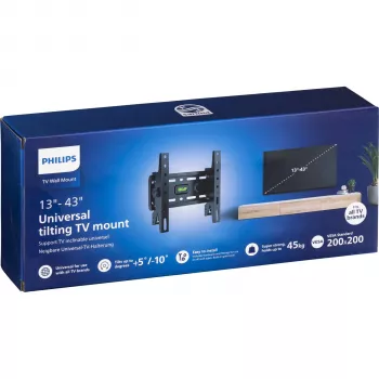 Philips Universāls noliecams TV sienas stiprinājums 13-43 collas, 45 kg, melns